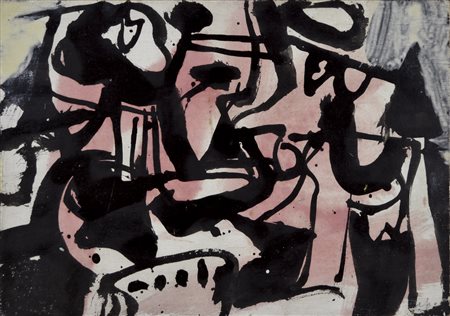 AFRO Udine 1912 - Zurigo 1976 Rosa e nero 1965 olio su tela 31x44 firma in...