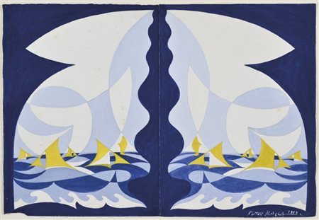 BALLA GIACOMO Torino 1871 - Roma 1958 Linee forza di mare (motivo per arazzo)...