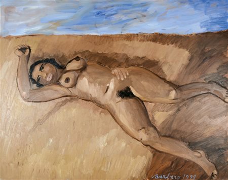 BARBARO SAVERIO Venezia 1924 Nudo ocra 1998 olio su tela 114x146 firma e data...