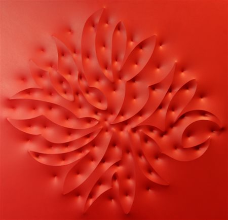 Giuseppe Amadio, CUDE, tela estroflessa, cm. 104x104, firmato e datato al...