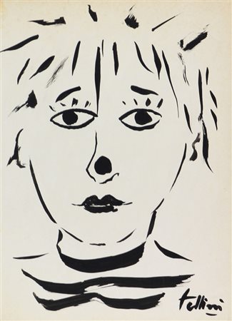 Federico Fellini, Senza titolo, china su retro di copertina del libro...