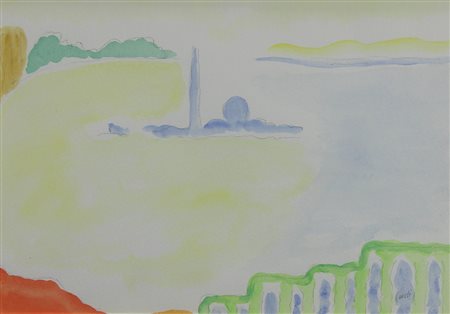 Virgilio Guidi, Bacino di San Marco, acquerello su carta, cm. 35x50, firmato...