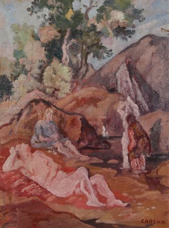 Felice Carena, Arcadia, (1946-47), olio su tela, cm. 62x47, firmato in basso...