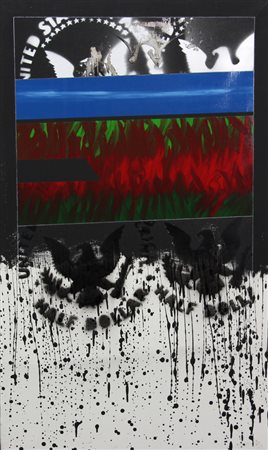 Franco Angeli, Paesaggio, 1983, smalto su tela, cm. 100x60, firmato e...