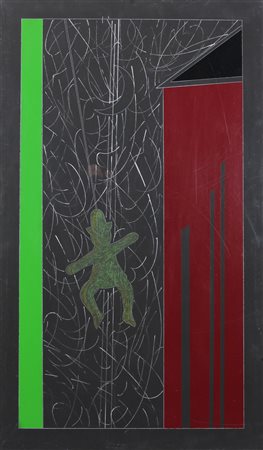 Franco Angeli, Marionetta, 1984, smalto su tela, cm. 100x60, firmato e...