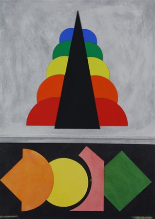 Lucio Del Pezzo, Senza titolo, 1979, acrilico e collage su cartone, cm....