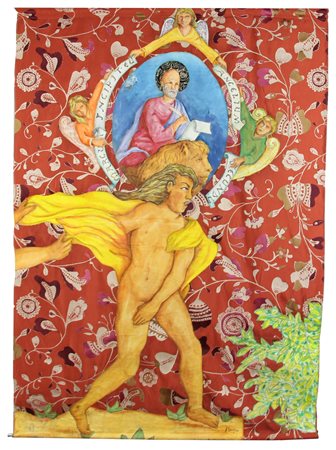 Berico, San Marco, 2011, tecnica mista, lampasso su broccato Rubelli, cm....