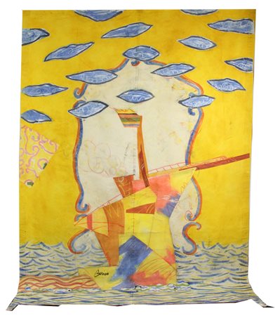 Berico, Vela Marinara, tecnica mista su tela, cm. 230x170, firmata in basso a...