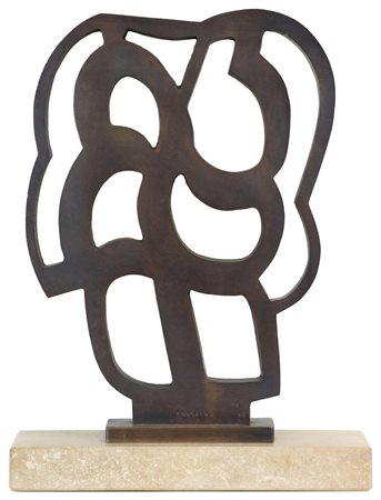 Pietro Consagra, Senza titolo, 1982, scultura in bronzo con piedistallo in...