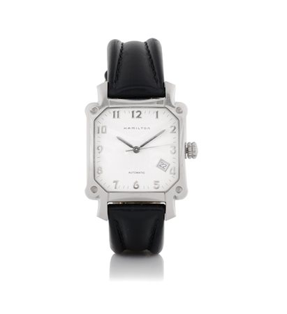 HAMILTON HAMILTON SERIE RECENTE. C. carré in acciaio con oblò sul fondello a...