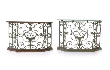 MOBILE DEL XIX SECOLO COPPIA DI BALAUSTRE IN FERRO FORGIATO E DIPINTO, XIX...