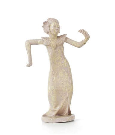 LENCI "DANZATRICE GIAVANESE" IN CERAMICA, LENCI, C. GHIGO, ANNI '40, lievi...