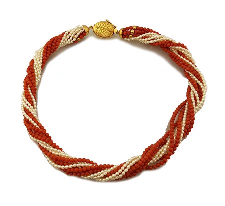 COLLANA COLLANA. A dieci fili torchon di perle coltivate d'acqua dolce e...