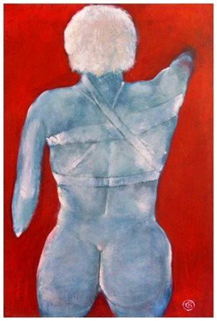 BRUNO MAGONI Morbegno 19940 - Senza titolo Olio su cartone 71 x 49. Firma in...