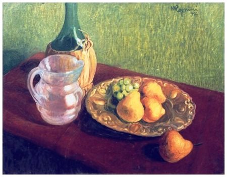 MARIO ROGNINI Calci 1911 - Pisa 1992 Natura morta 1954 Olio su faesite 38 x...