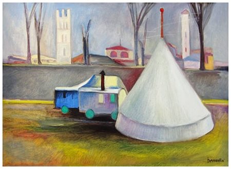 PIERO BERNARDINI Pisa 1922 - Pisa 2012 Senza titolo Olio su tela 50 x 70....