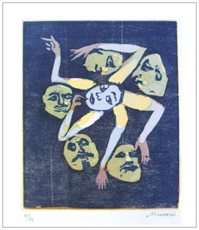 MINO MACCARI Siena 1898 – Roma 1989 Senza titolo 1974 Linoleumgrafia a colori...