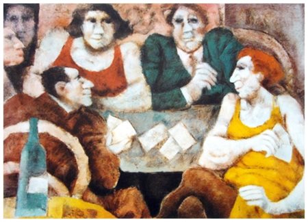 REMO SQUILLANTINI Stia 1920 - Firenze 1996 Giocatori 1995 Litografia a colori...