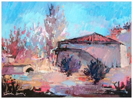 VOLTOLINO FONTANI Livorno 1920 - Livorno 1976 Paesaggio Olio su faesite 19,5...