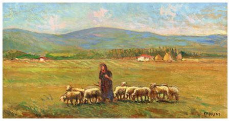 EUGENIO CAPRINI Livorno 1875 - Livorno 1932 Senza titolo Olio su tavola 20 x...