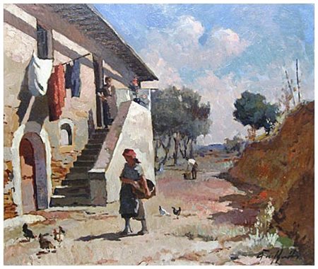 CAFIERO FILIPPELLI Livorno 1889 - Livorno 1973 Senza titolo Olio su tavola...