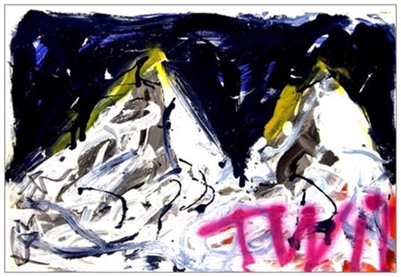 MASSIMO FALSETTI Roma 1955 - Twin 1997 Olio e t.m. su tela 50 x 70. Firma in...