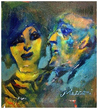 MINO MACCARI Siena 1898 - Roma 1989 Senza titolo Olio su tavola 20,4 x 18,5....