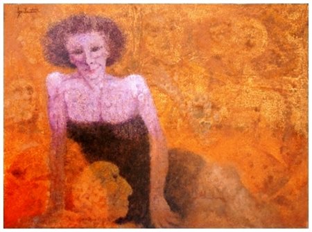 REMO SQUILLANTINI Stia 1920 - Firenze 1996 Figura in viola 1976 Olio su tela...