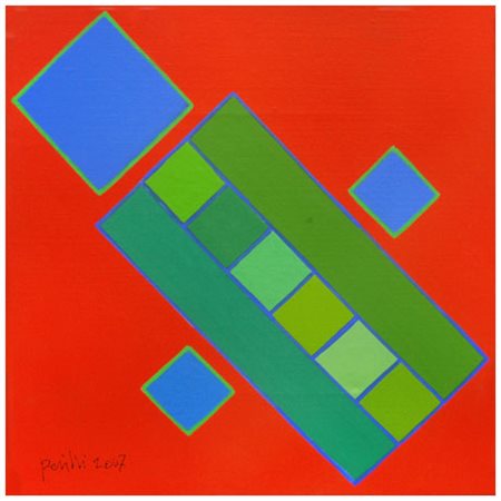 ACHILLE PERILLI Roma 1927 Pang 2007 Olio su tela 20 x 20. Firma e data in b....