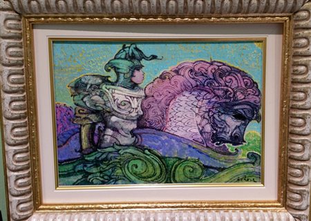 Raffaele DeRosa " Il Re dei guerrieri" Olio su tavola cm 25x34.Autentica...