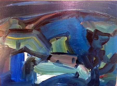 Adriano Tuninetto "Paesaggio" olio su cartone cm 26x37,7 Autentica Galleria...