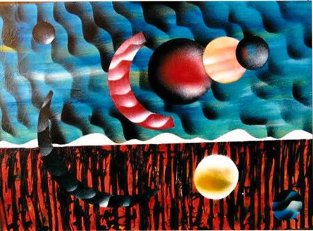 William Nuzzo "paesaggio lunare" acrilici a malto cm 50x70 Certificato...