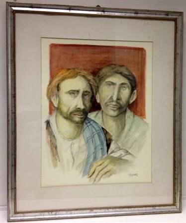 Domenico Purificato."lavoratori" acquaforte su carta intelata cm 50x70