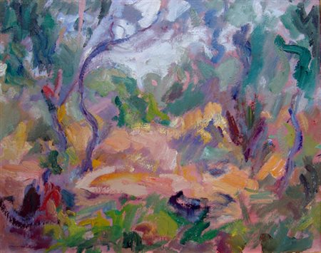 Mario Micheletti "Bosco" olio su cartone telato cm 40x50 Autentica Galleria...