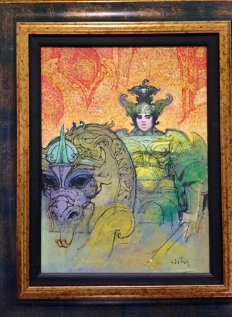 Raffaele DeRosa "Personaggio di Annibale Olio su tavola cm 40x30 .Autentica...