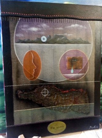 Sergio fergola.L'isola " olio e collage su tela cm 80x60 Autentica su foto...