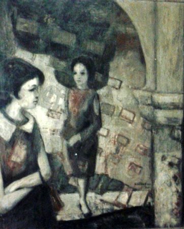 Sandro Lo Cascio "La novizia" olio su tavola cm 90x110 Autentica Galleria LA...