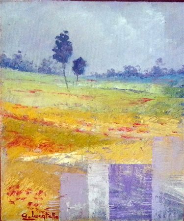 Gabriella Lucatello "Giallo grano" 2014 olio su tavola cm 30x25 Collezione...