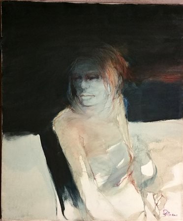 Mario Pitocco "Figura femminile" 1968 olio su tela cm 60x50 Certificato di...