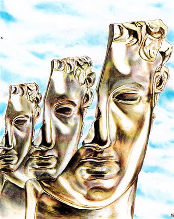 Sandro Varagnolo "La maschera" 2012 olio su tela cm 60x50 Autentica...