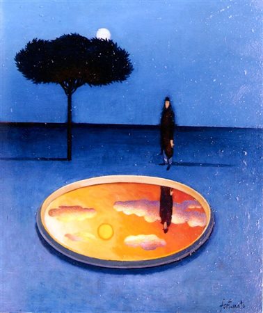 Franco Fortunato senza titolo olio su tavola cm 50x40 Firma in basso a destra...