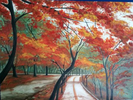 Georgescu Magdalena,"paesaggio d'autunno " Olio su tela Cm...