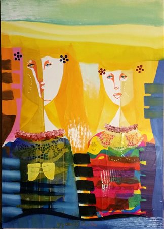 Vittorio Maria Di Carlo " Le amiche" olio su tela cm 50x70 Autentica e...