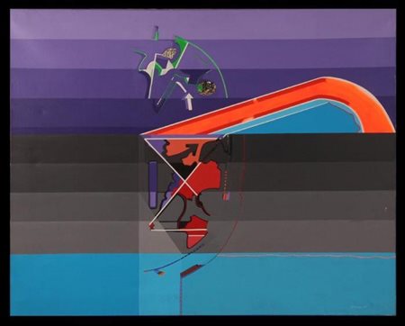 Mauro Molinari "Situazione di paesaggio" anni '80 olio su tela cm 80x100...