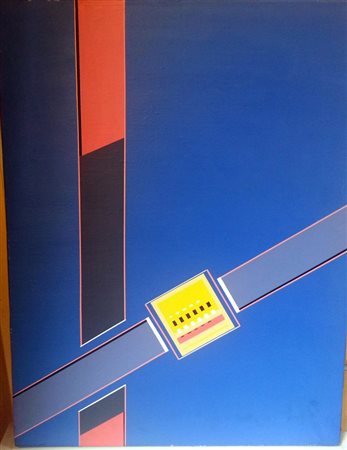Martino Mazzoleni "Composizione" 1979 acrilico su tela cm 70x90 Certificato...