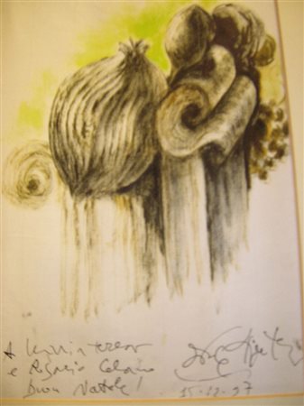 Ercole Pignatelli "Capitello" 1997 tecnica mista su carta cm 20x30 Firma e...