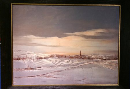 Giovanni DeAgostini "neve" olio su tavola cm 60x80.Aut,dell'Artista