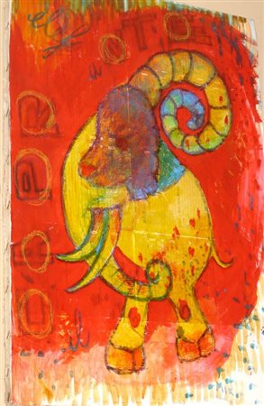 Micaela Formentin "il caproelefante" 2008 tecnica mista su tela cm 70x50...