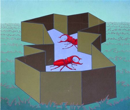 Francesco Casorati "prigionieri" 1985.Acrilici su tela cm 140x150. Opera...