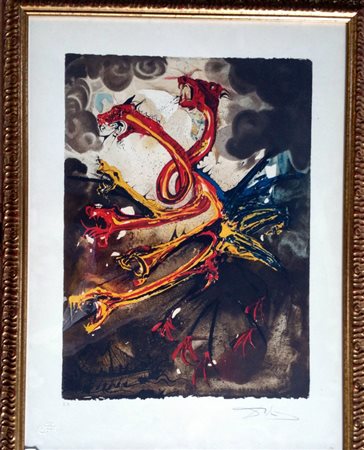 Salvador Dalì.La Gorgona" Litografia su carta cm 70x50Firma in basso a dx...